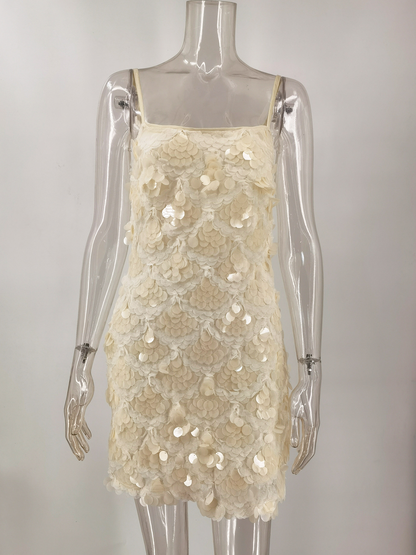Women Sexy Low-Back Sequin Strap Party Mini Dress