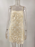 Women Sexy Low-Back Sequin Strap Party Mini Dress