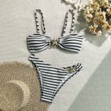 Women Fashion Sexy Striped Two-Piece Bikini Swimsuit