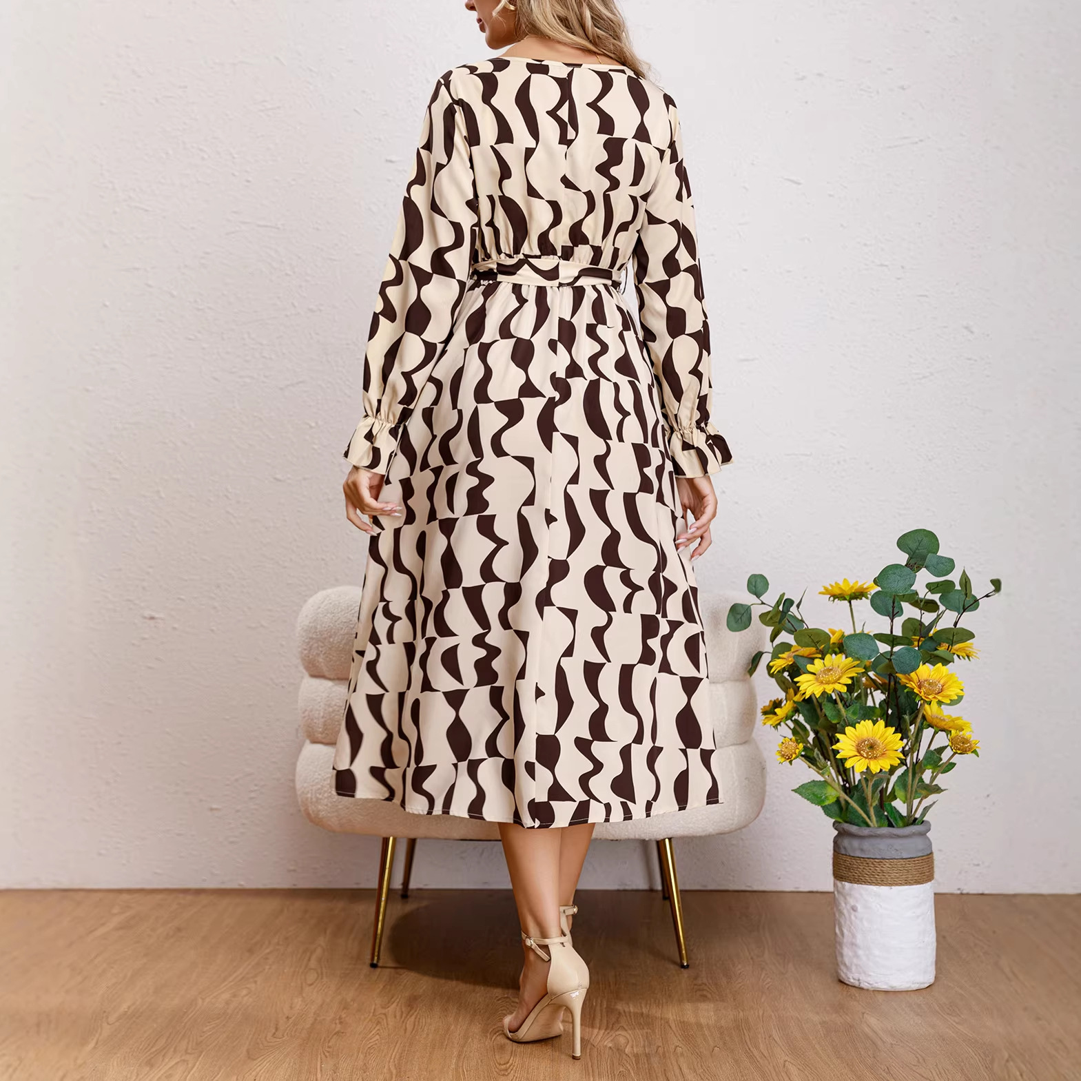 Summer Women Chic Printed Casual Midi Dress