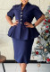 Women Plus Size Elegant Ruffle V-Neck Short Sleeve Slim Bodycon African Dress
