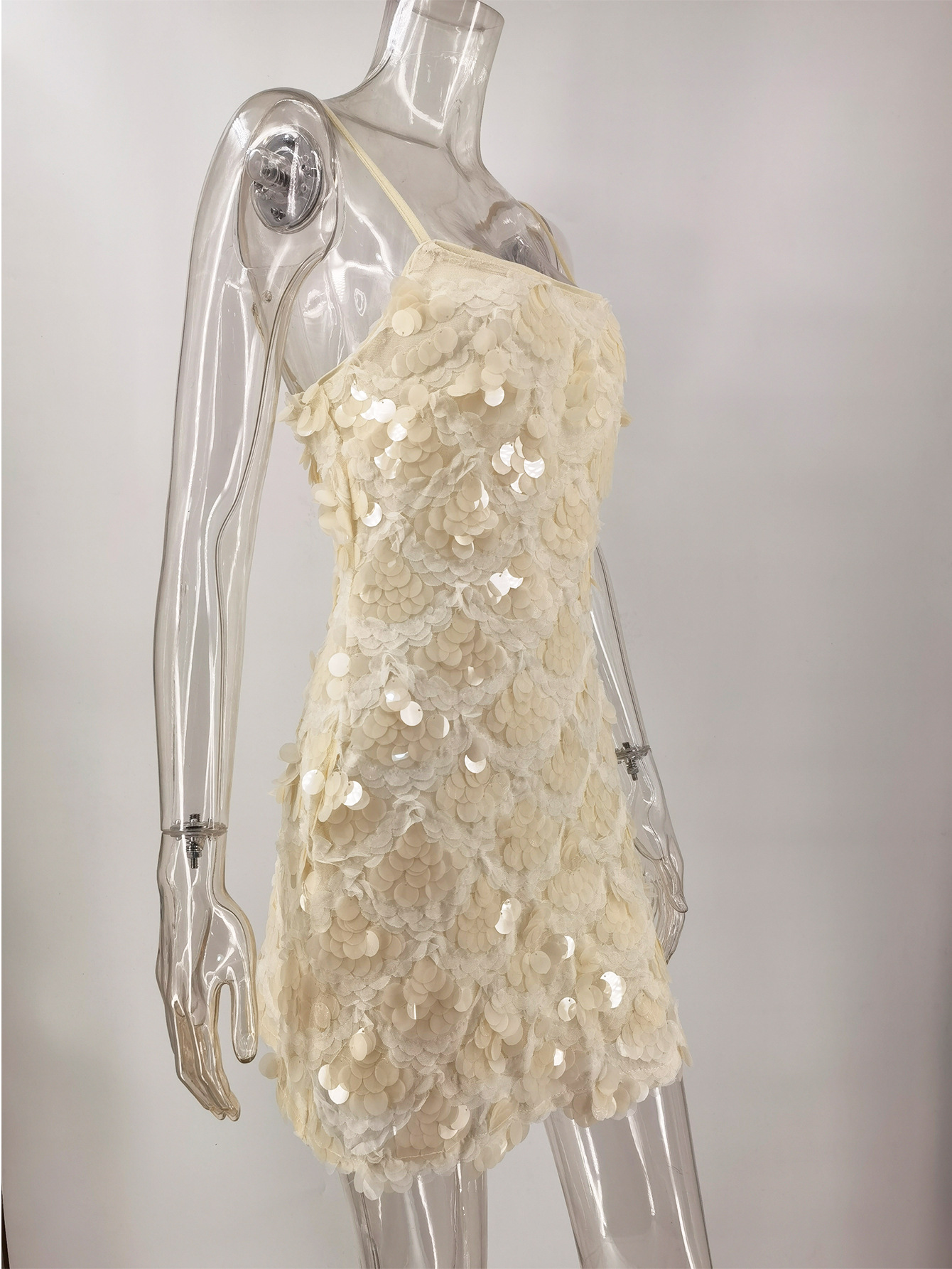 Women Sexy Low-Back Sequin Strap Party Mini Dress
