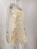 Women Sexy Low-Back Sequin Strap Party Mini Dress