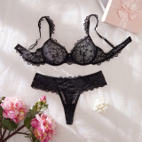 Sexy Lace See-Through Underwire Push-Up Lingerie Set