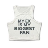 Women Letter Print Round Neck Tank Top