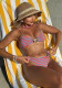 Women Fashion Sexy Striped Two-Piece Bikini Swimsuit