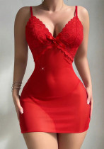 Women Red Nightgown with Panties Sexy Lingerie