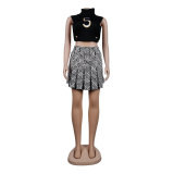 Sexy Embroidered Print Skirt Two Piece