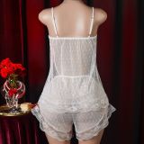 Lace See-Through Seductive Strap Pajama Lingerie Set