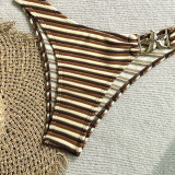 Women Fashion Sexy Striped Two-Piece Bikini Swimsuit