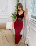 Luxury Chic Lace Patchwork Cutout High-Waist See-Through Bodycon Dress