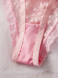 Lace Print Bow Lace-Up Sexy Breathable Thong Panty