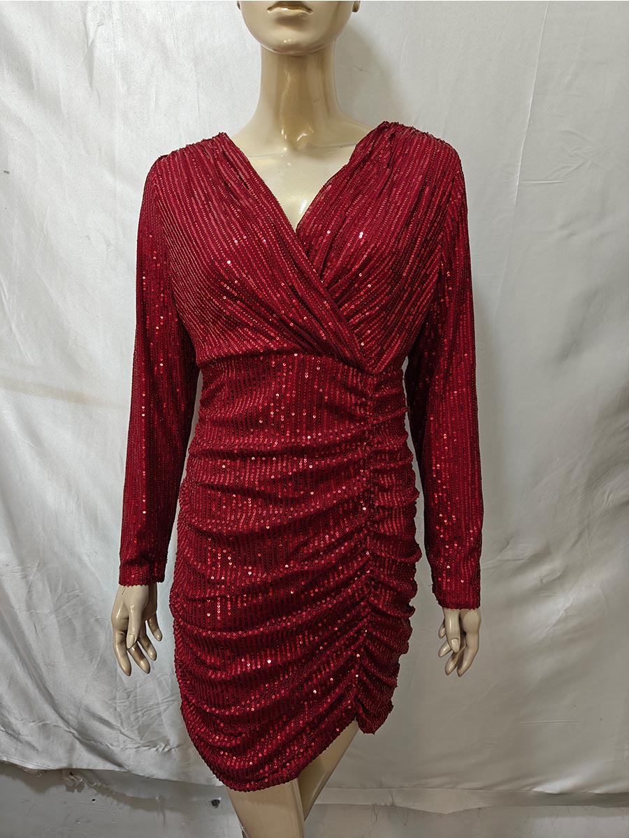 Women Sexy V-Neck Bodycon Dress