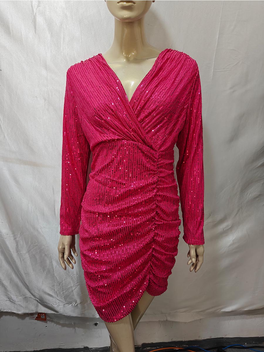 Women Sexy V-Neck Bodycon Dress