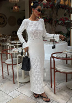 Women Beach Bikini Cover-Up Bell Bottom Long-Sleeved Knitting Backless Beach Maxi Dress Women Beach Bikini Cover-Up Bell Bottom Long-Sleeved Knitting Backless Beach Maxi Dress