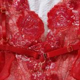 Sexy Embroidered Lace Strap Bra Set
