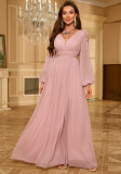 Women Long-Sleeved Formal Party Wedding Evening Dress