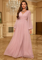 Women Long-Sleeved Formal Party Wedding Evening Dress