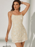 Women Sexy Low-Back Sequin Strap Party Mini Dress