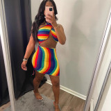 Women Summer Sexy Crossover Halter Neck Drawstring Dress