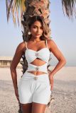 Women Solid Color Metal Detail Slim-Fit One-Piece Swimsuit