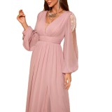 Women Long-Sleeved Formal Party Wedding Evening Dress