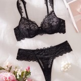 Sexy Lace See-Through Underwire Push-Up Lingerie Set