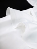 Women Plus Size Ruffle Sleeve Faux Two-Piece Slim-Waist Metal Buckle Career Dress