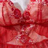 Sexy Embroidered Lace Strap Bra Set