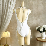 Women Solid Color Metal Detail Two-Piece Bikini Swimsuit
