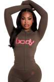 Women Leopard Print Letter Print Hooded Long-Sleeved Jacket Top + Printed Pants Two-Piece Set
