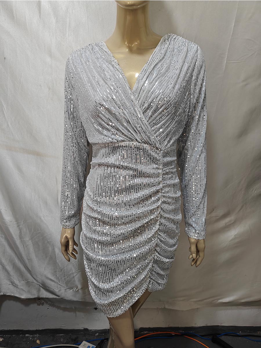 Women Sexy V-Neck Bodycon Dress