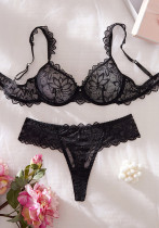 Sexy Lace See-Through Underwire Push-Up Lingerie Set