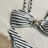 Women Fashion Sexy Striped Two-Piece Bikini Swimsuit