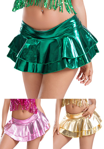 Women Black Sexy Pu-Leather Mini Skirt