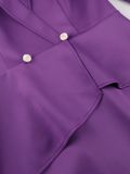 Women Plus Size Purple Puff Sleeve Ruffle Slim-Fit Chic Career Bodycon Dress