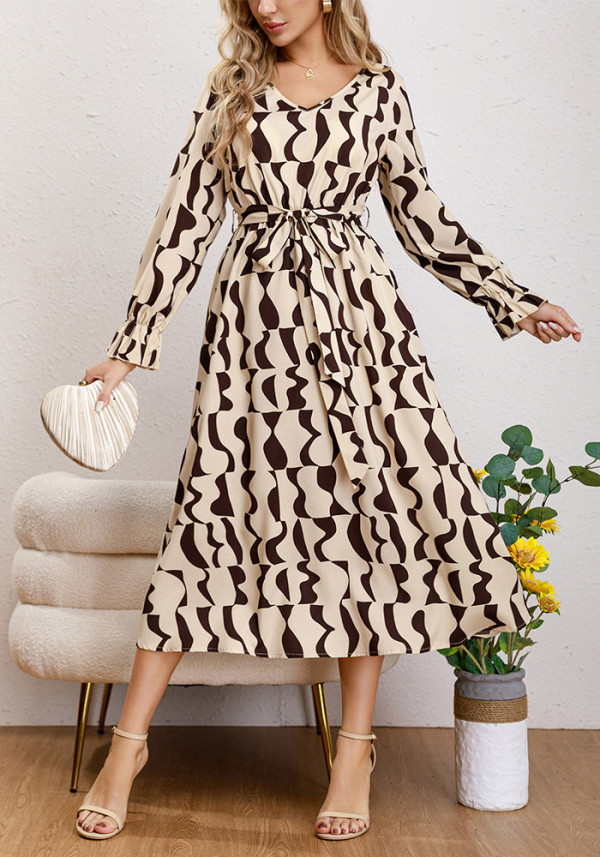 Summer Women Chic Printed Casual Midi Dress