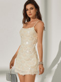 Women Sexy Low-Back Sequin Strap Party Mini Dress
