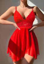 Women Red Nightgown with Panties Sexy Lingerie