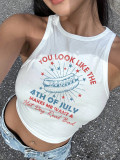 Women Letter Print Crop Top