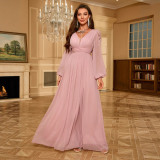 Women Long-Sleeved Formal Party Wedding Evening Dress