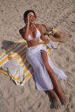 Solid Color Mesh Beach Cover-Up Three-Piece Bikini Swimsuit