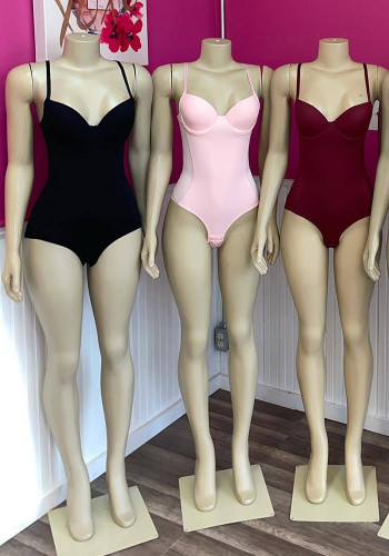 Sexy Shaping Slim Solid Strap Bodysuit