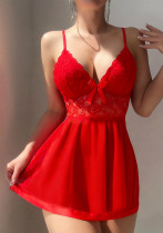 Women Red Nightgown with Panties Sexy Lingerie