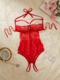 Women Lace Half-Cup Open Crotch See-Through Sexy Bodysuit Sexy Lingerie