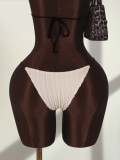 Women Sexy Solid Halter Neck One-Piece Swimwear