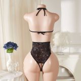 Women Lace Half-Cup Open Crotch See-Through Sexy Bodysuit Sexy Lingerie