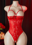 Women Lace Half-Cup Open Crotch See-Through Sexy Bodysuit Sexy Lingerie