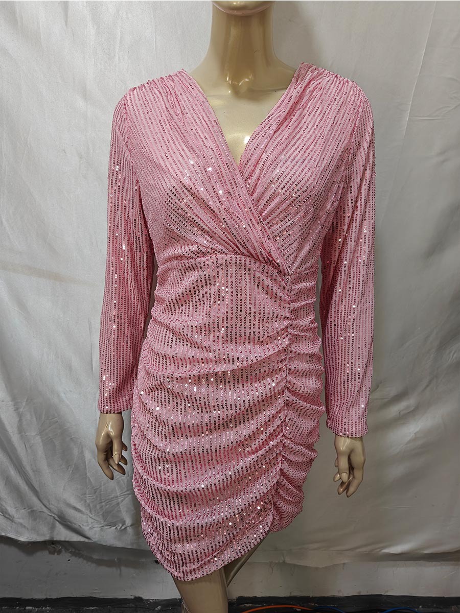 Women Sexy V-Neck Bodycon Dress