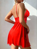 Women Red Nightgown with Panties Sexy Lingerie